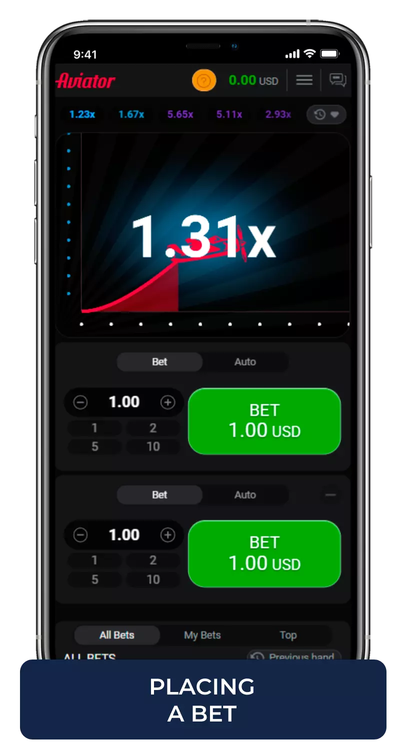 placing a bet aviator